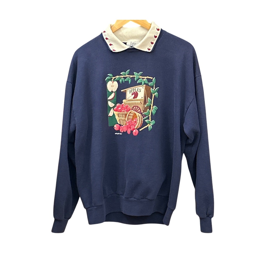 90s Gopher Sport Apple Sweatshirt Cottagecore Grannycore Farmhouse Fallcore